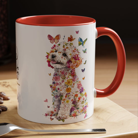 Bichon Frise Personalized Colorful Accent Mugs, 11oz