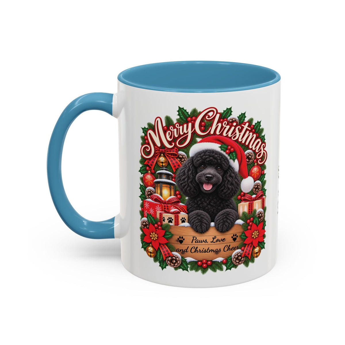 Poodle #2 Merry Christmas, personalised accent colour 11oz mug