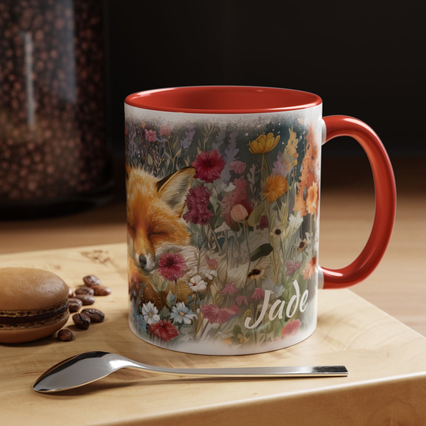 Fox sleeping #2 Personalized Accent Mugs, 11oz