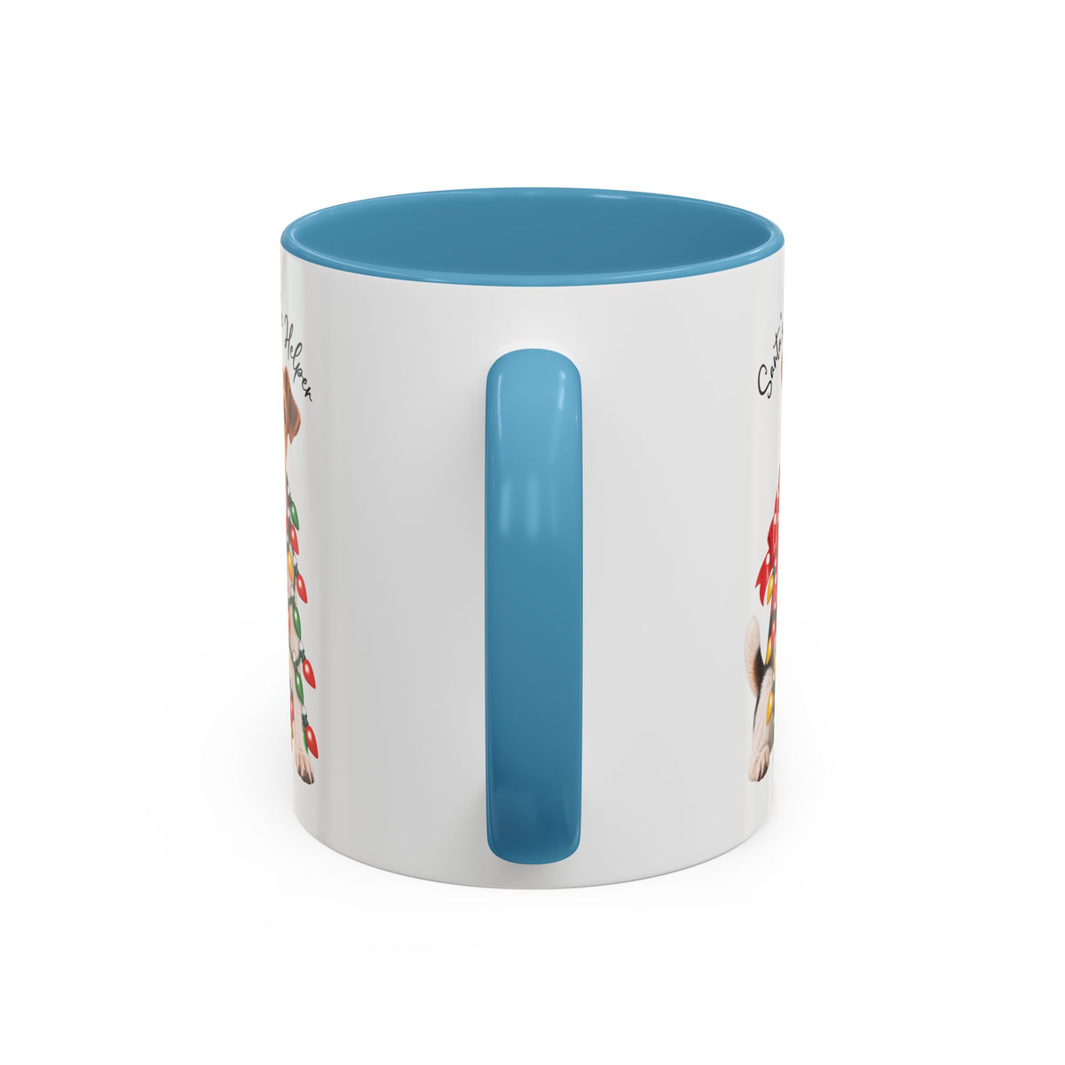 Fox Terrier, Santa's little helper, personalised accent colour 11oz mug