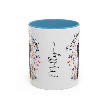 Bernese Mountain Dog "Dance like nobody's watching" personalized colourful Mugs, 11oz