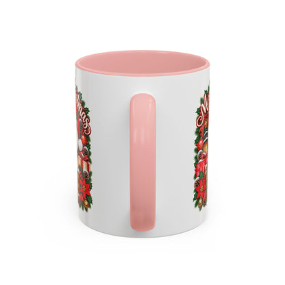Poodle #4 Merry Christmas, personalised accent colour 11oz mug