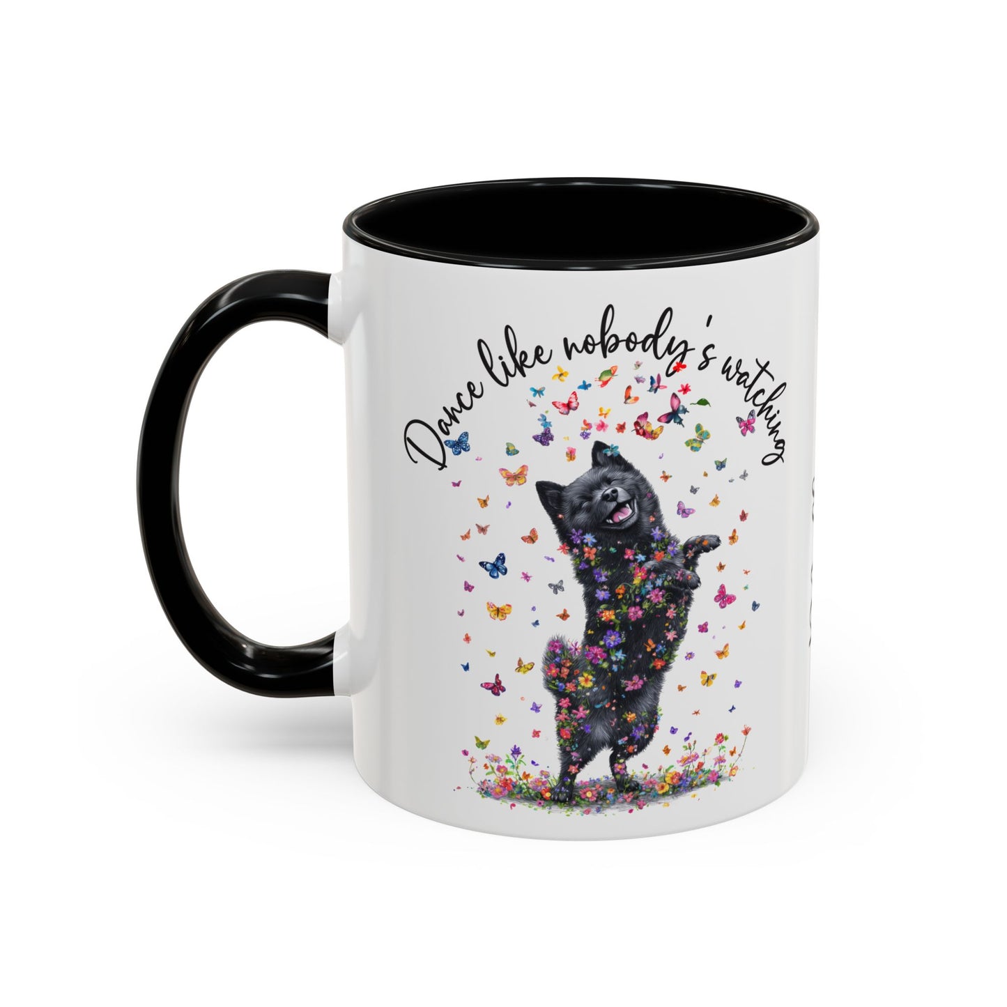 Schipperke "Dance like nobody's watching" personalized colourful Mugs, 11oz