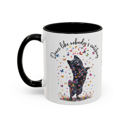 Schipperke "Dance like nobody's watching" personalized colourful Mugs, 11oz