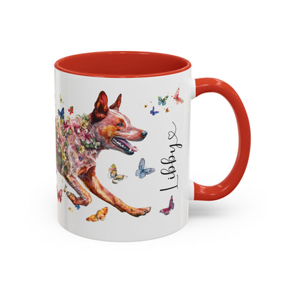 Red Heeler (Cattle dog) Personalized Accent Mugs, 11oz