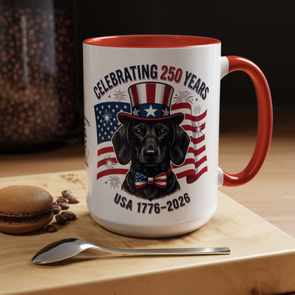 Dachshund #1 - 250th Celebration Personalised  Accent Mugs, 11oz & 15oz