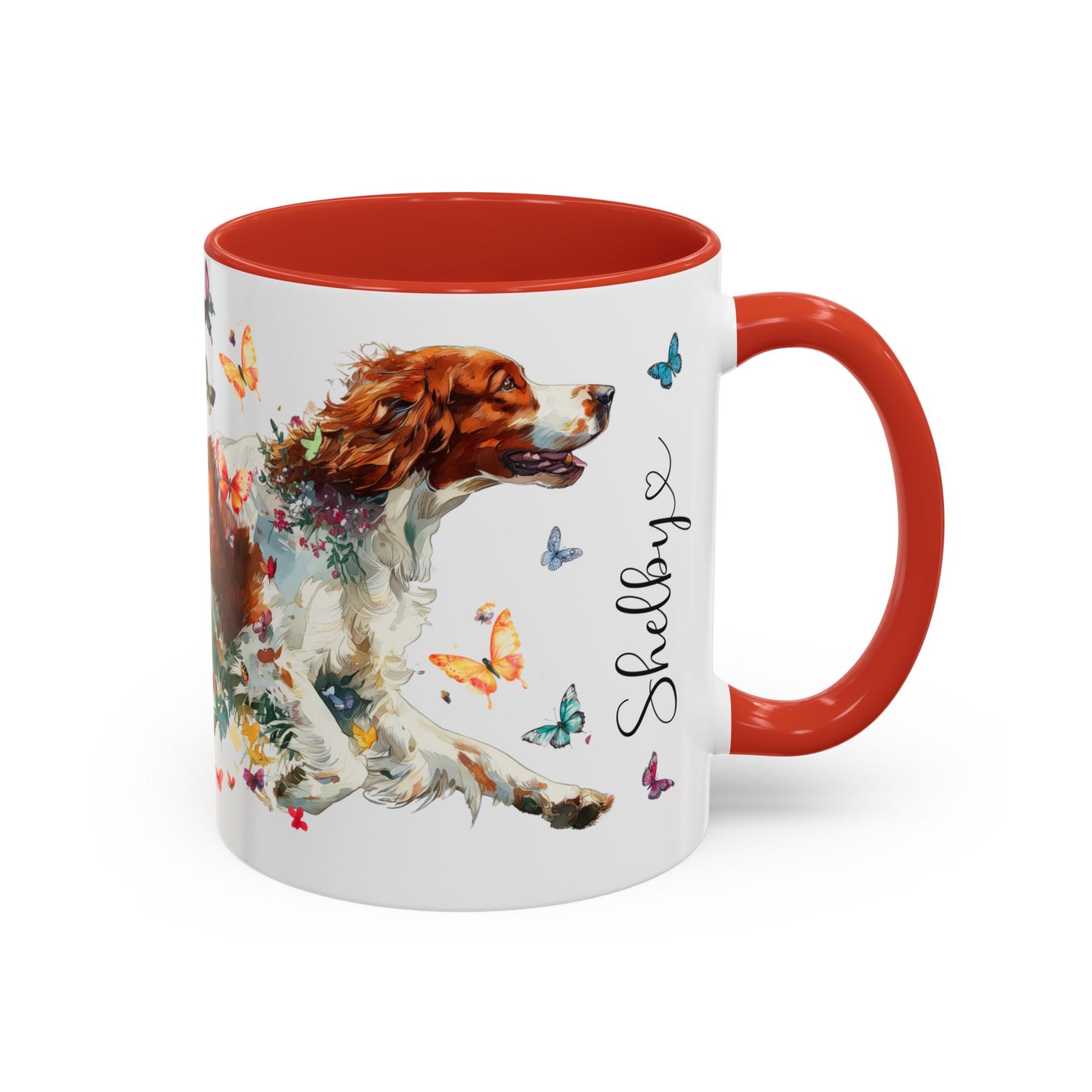 Irish Red & White Setter, Personalized Accent Mugs, 11oz