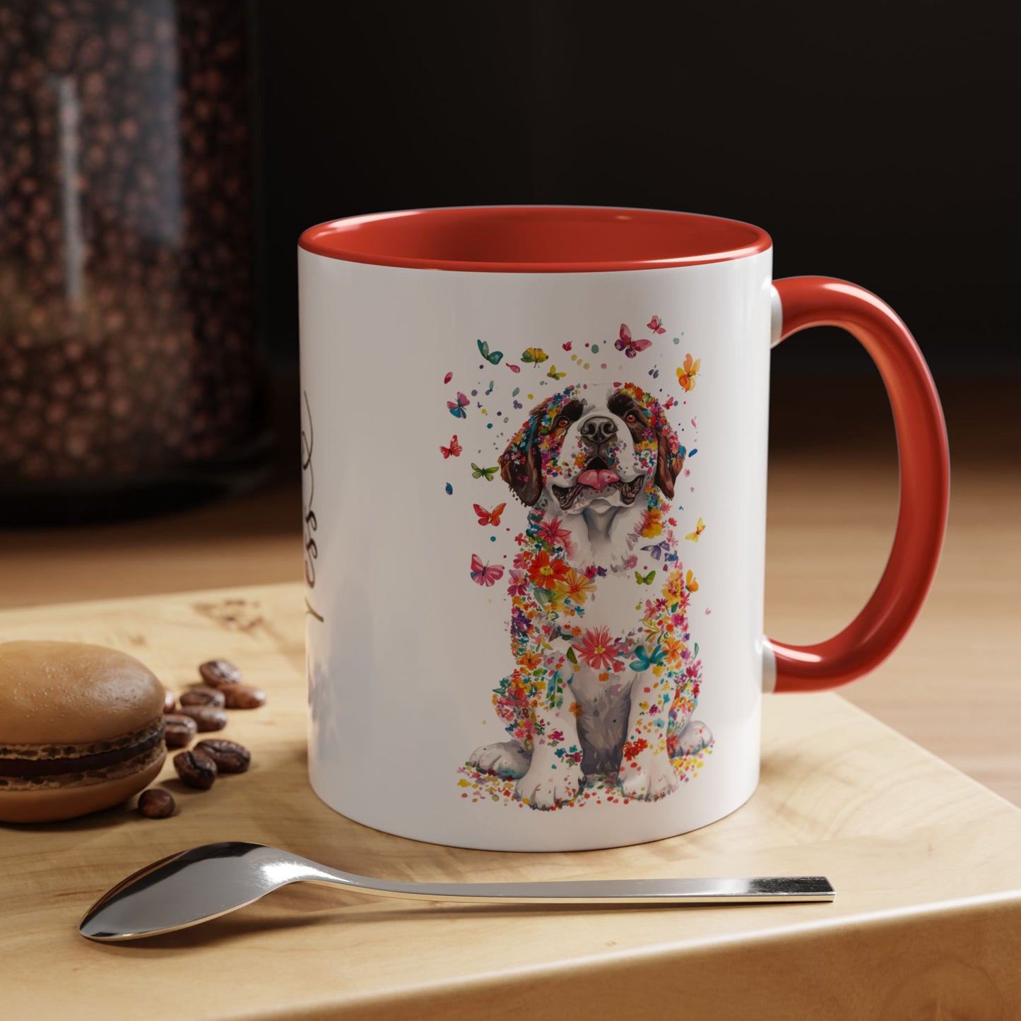 Saint Bernard Personalized Colorful Accent Mugs, 11oz