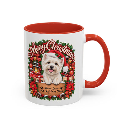 Maltese #2 Merry Christmas, personalised accent colour 11oz mug