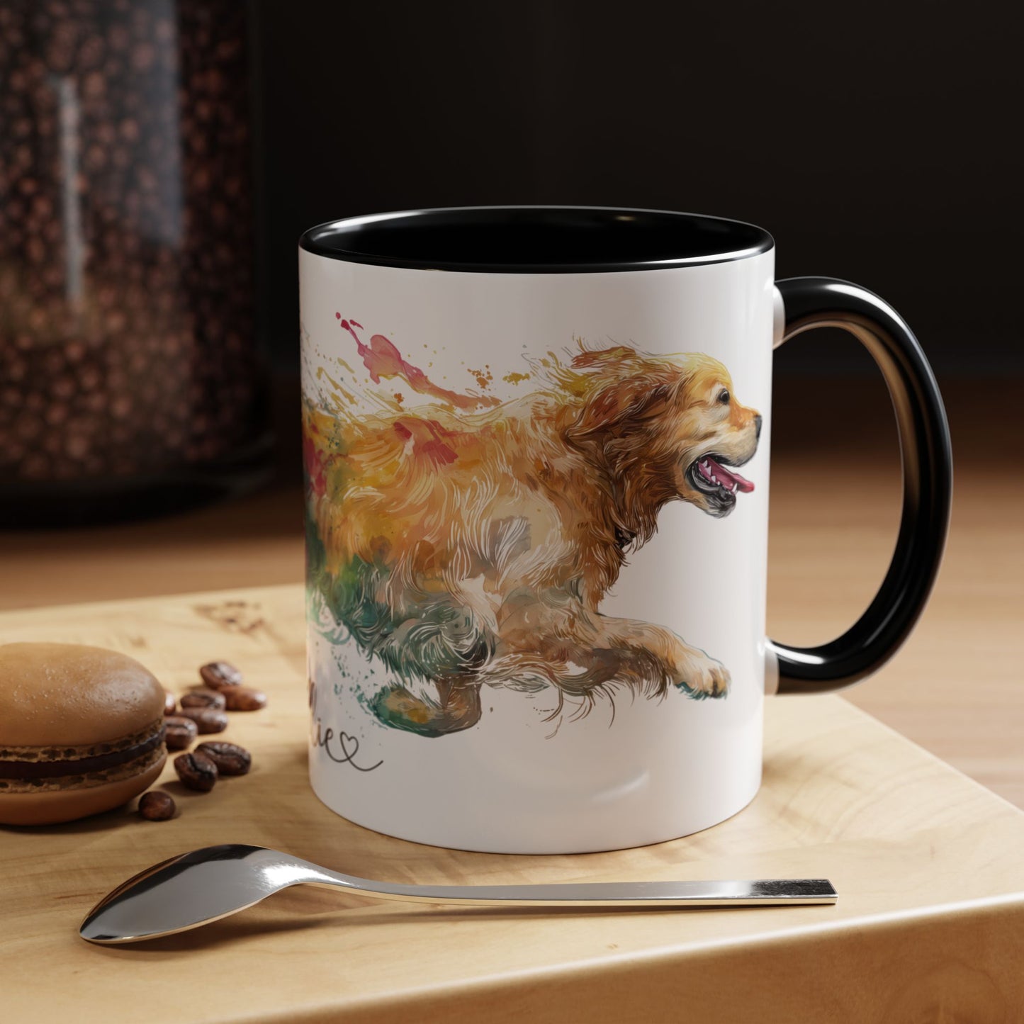 Golden Retriever Paint Colourful Personalised Accent Mugs, 11oz