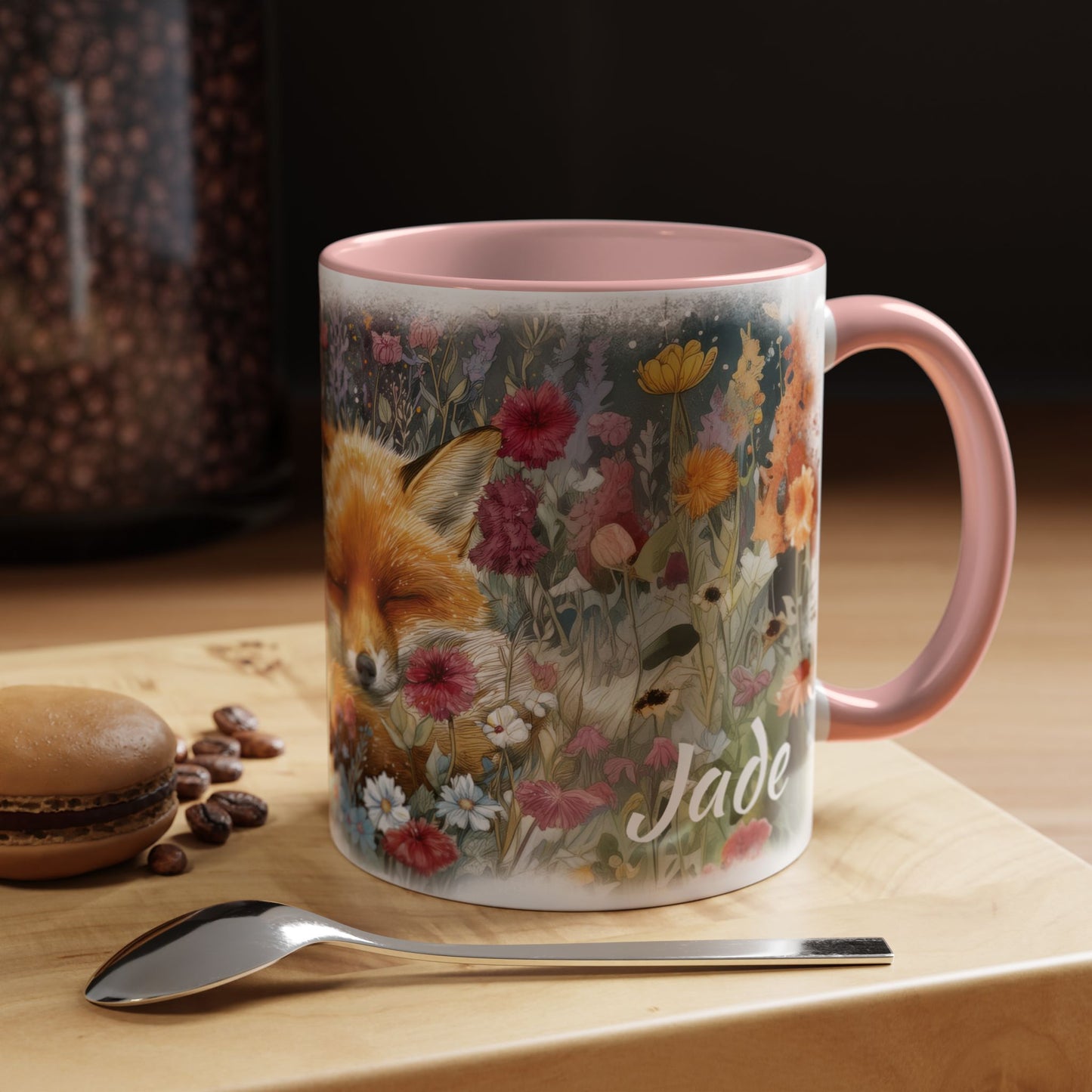 Fox sleeping #2 Personalized Accent Mugs, 11oz