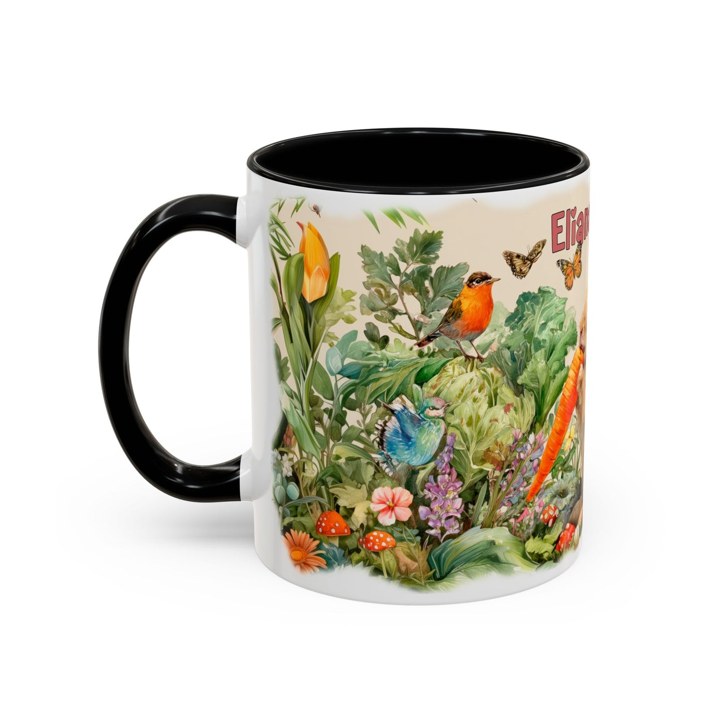 Country Rabbit Personalized Accent Mugs, 11oz