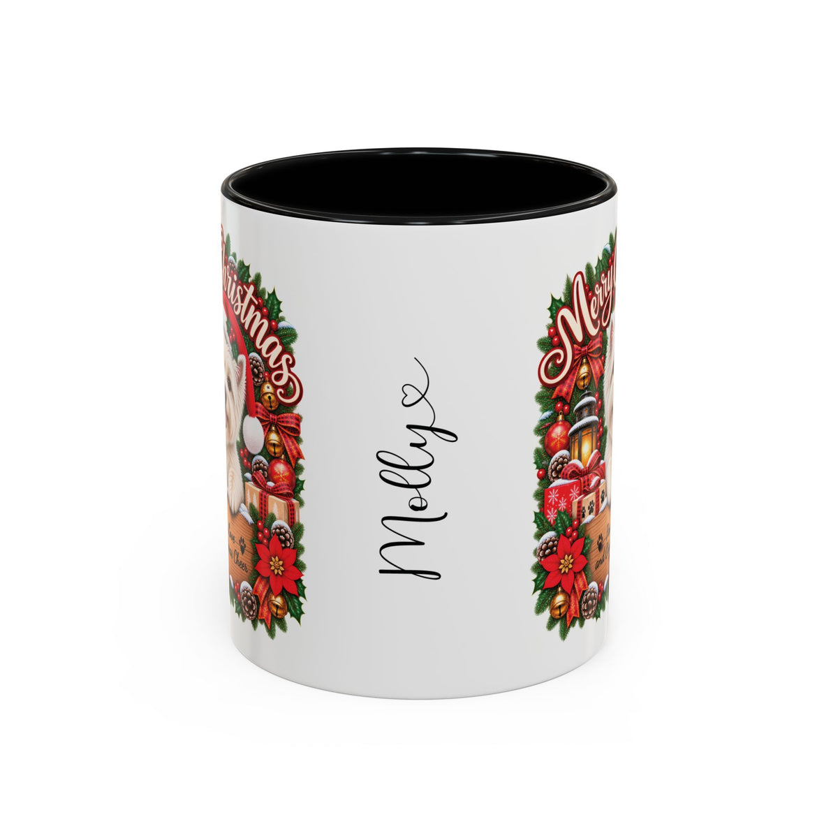 Maltese #2 Merry Christmas, personalised accent colour 11oz mug