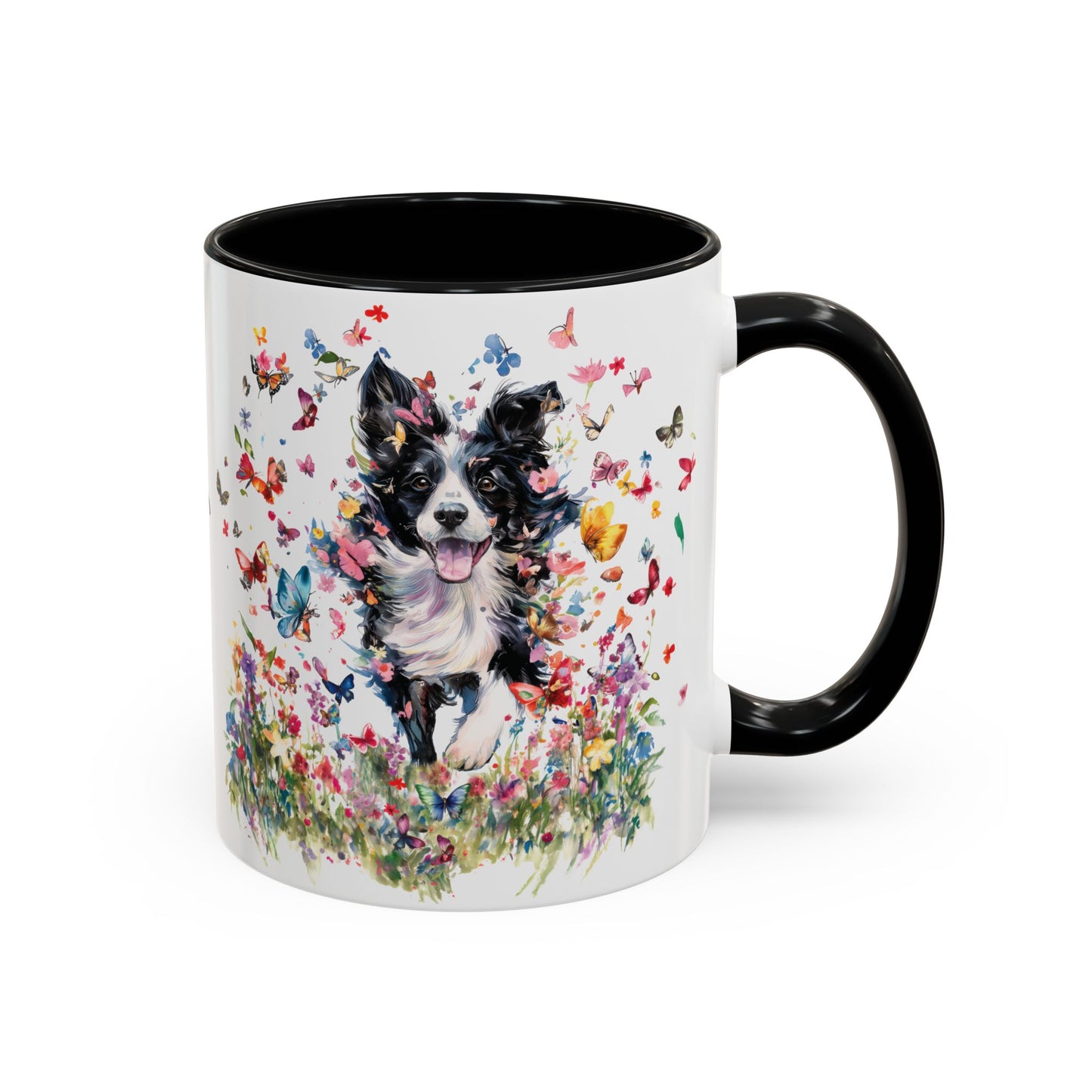 Border Collie #4 Personalized Accent Mugs, 11oz