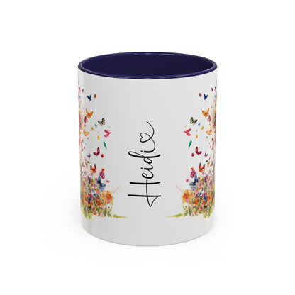 Poodle Butterfly Personalized Accent Mugs, 11oz