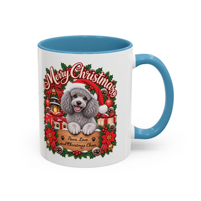 Poodle #4 Merry Christmas, personalised accent colour 11oz mug