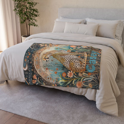 Cheetah & Moon Personalised Soft Polyester Blanket