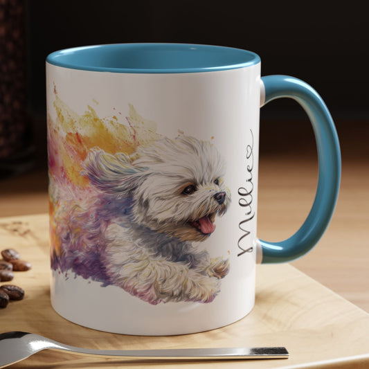 Shih Tzu Colourful Personalised Accent Mugs, 11oz