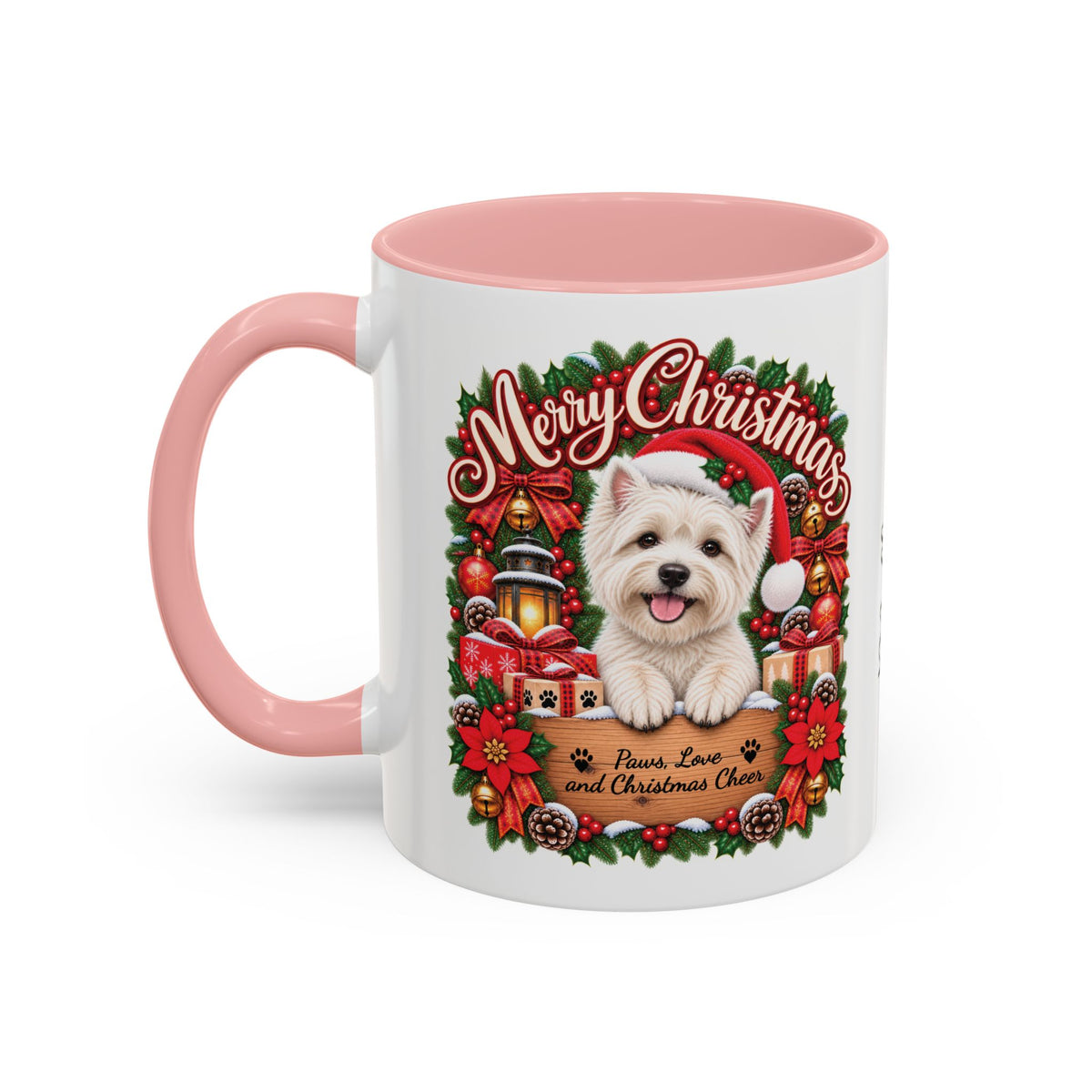 Maltese #2 Merry Christmas, personalised accent colour 11oz mug