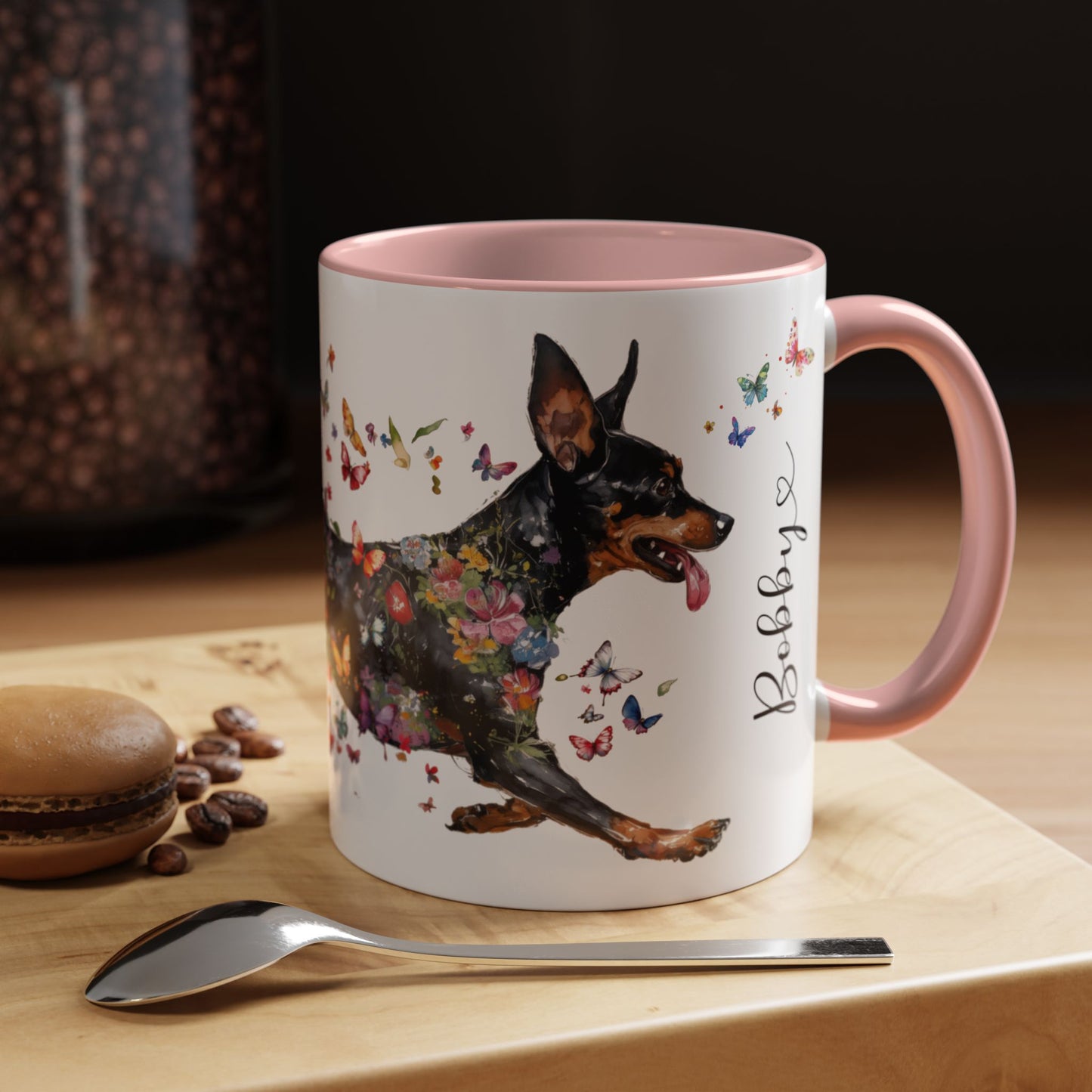 Miniature Pinscher Personalized Accent Mugs, 11oz