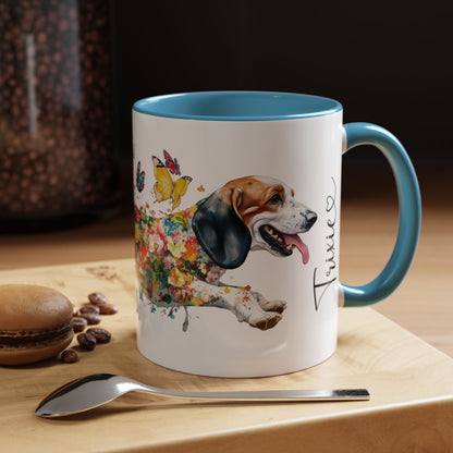 Basset Hound #1 Personalized Accent Mugs, 11oz