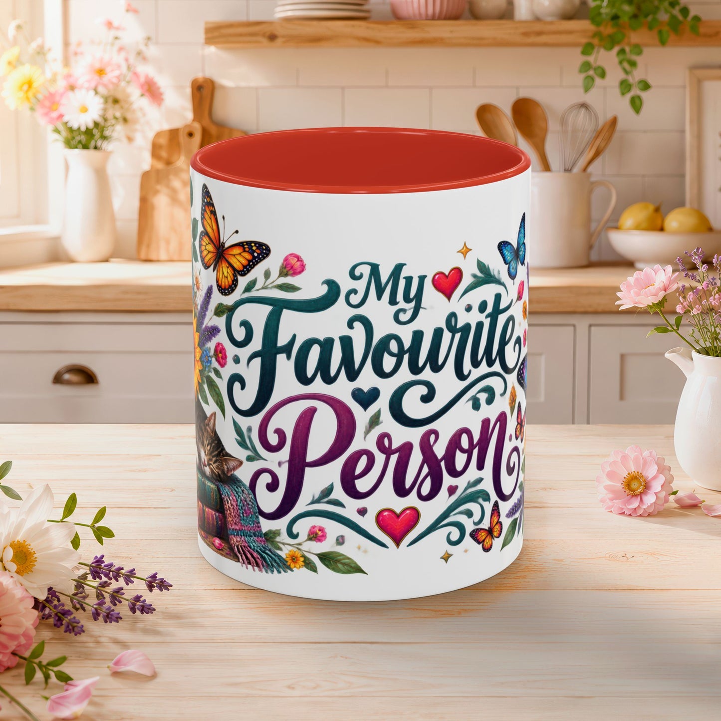 My Favorite Person, 11oz  accent mug (UK spelling)