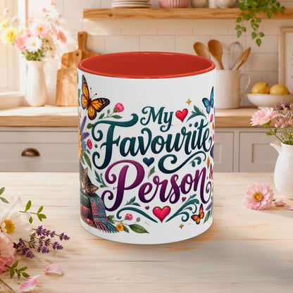 My Favorite Person, 11oz  accent mug (UK spelling)