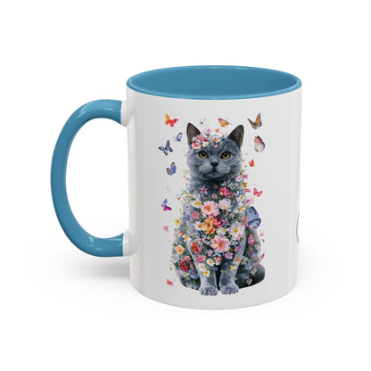 British Blue Cat #1 Personalized Accent Mugs, 11oz