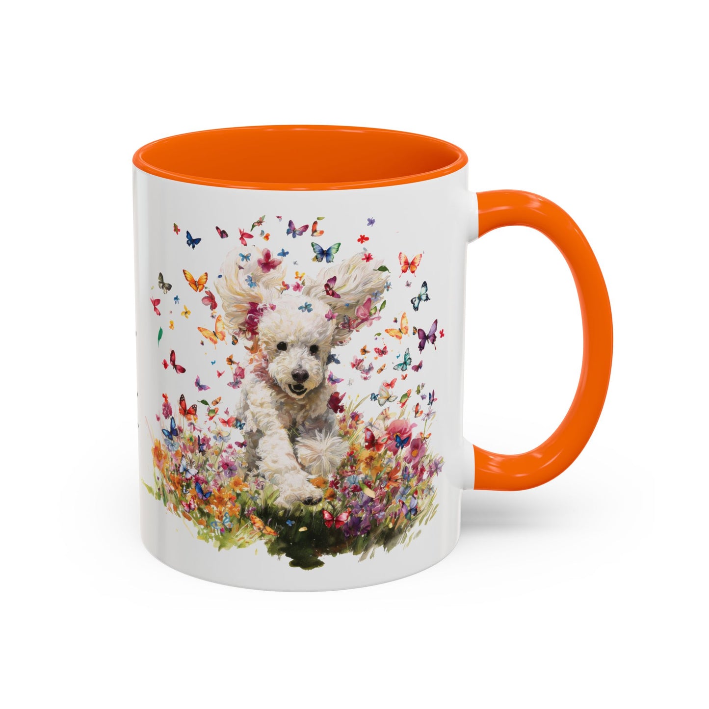 Poodle Butterfly Personalized Accent Mugs, 11oz