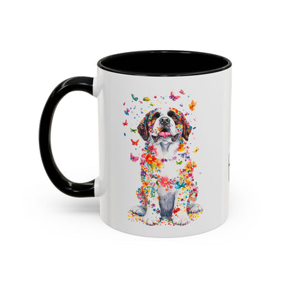 Saint Bernard Personalized Colorful Accent Mugs, 11oz