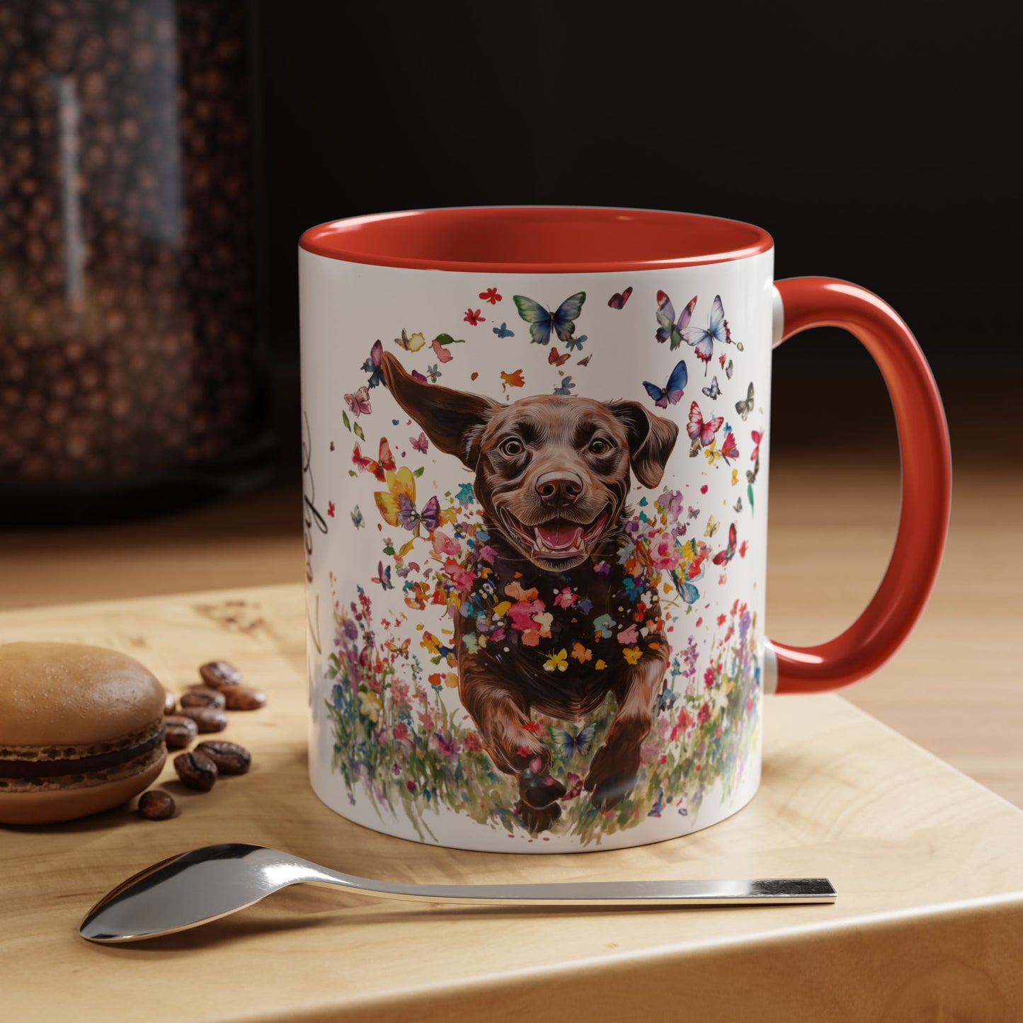Chocolate Labrador #2 Personalized Accent Mugs, 11oz