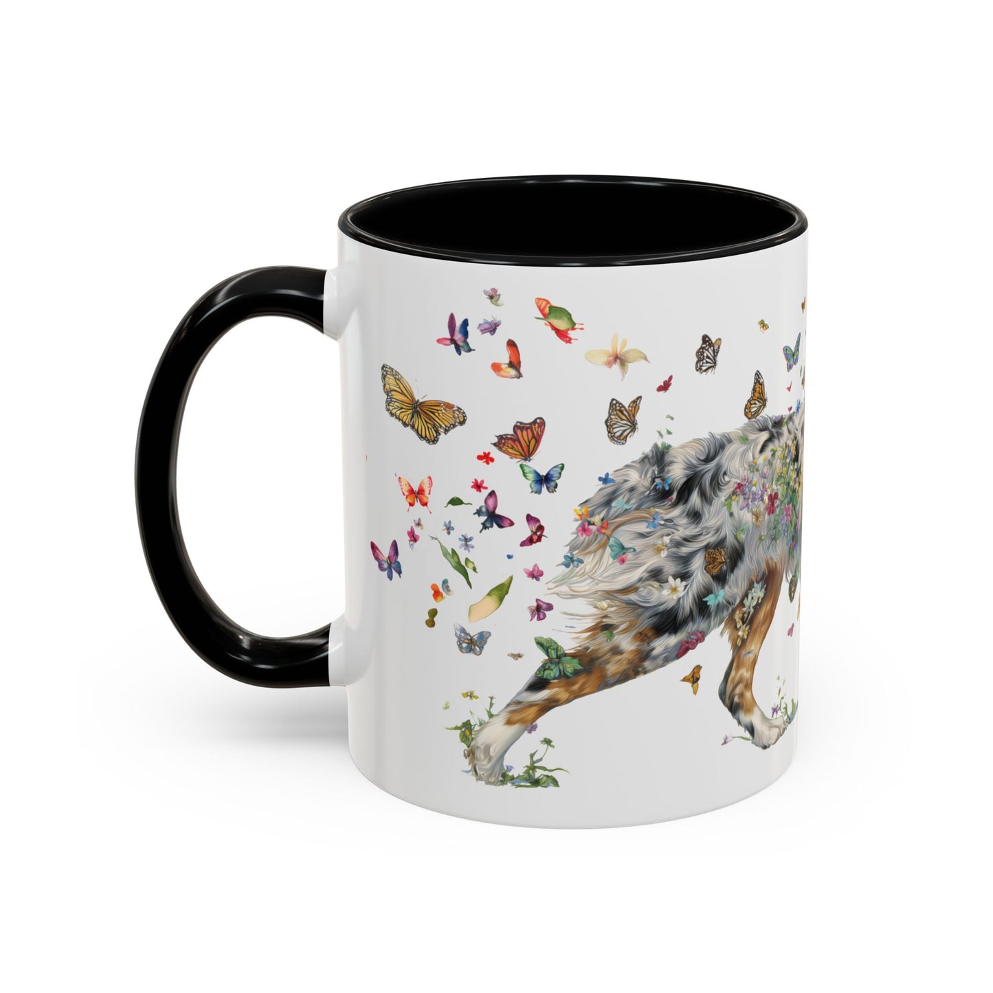 Australian Shepherd (Docked) Blue Merle Personalized Accent Mugs, 11oz