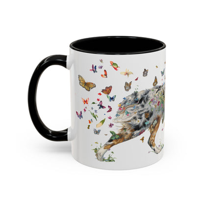 Australian Shepherd (Docked) Blue Merle Personalized Accent Mugs, 11oz