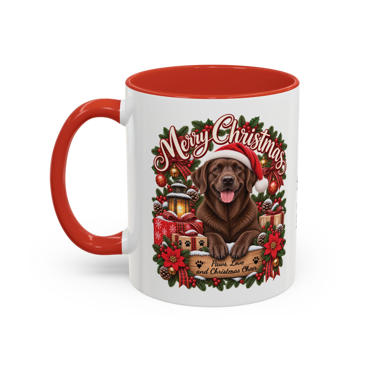 Labrador #3 Merry Christmas, personalised accent colour 11oz mug