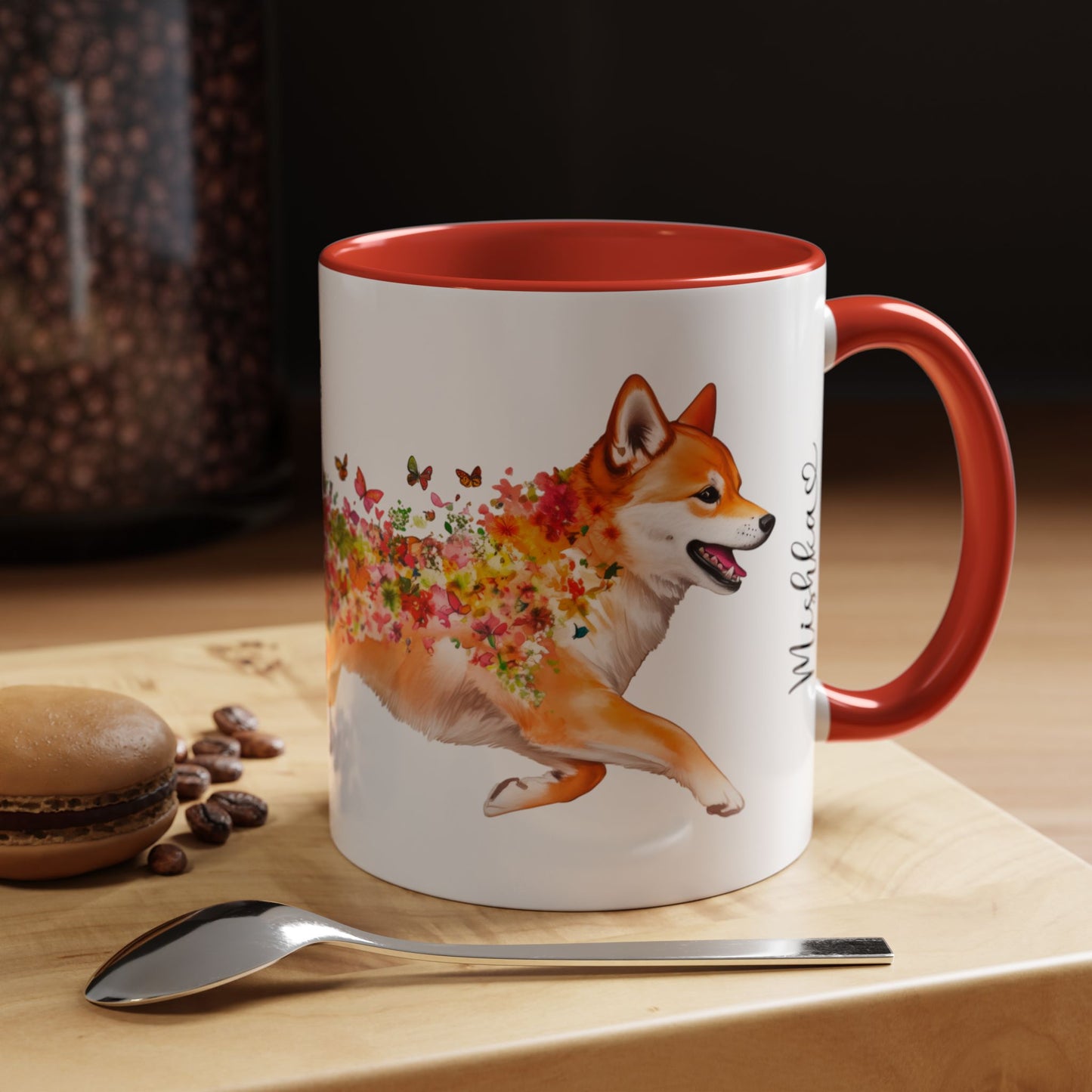 Shiba Inu Personalized Colorful Accent Mugs, 11oz