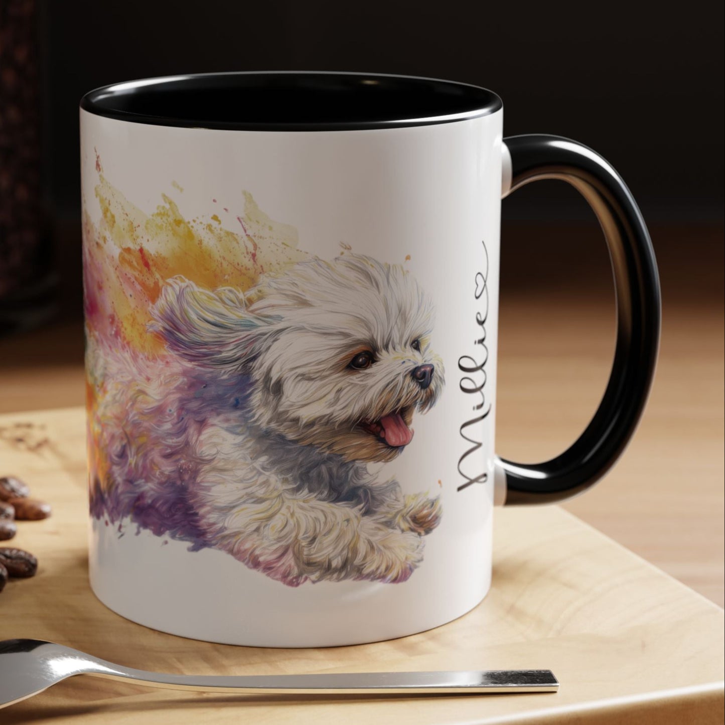 Shih Tzu Colourful Personalised Accent Mugs, 11oz