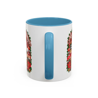 Poodle #4 Merry Christmas, personalised accent colour 11oz mug