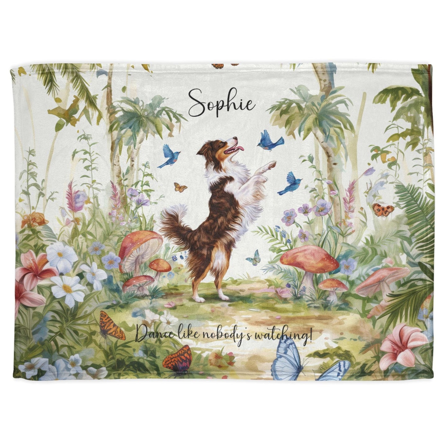 Australian Shepherd Dancing Mystical Forest Personalised Blanket