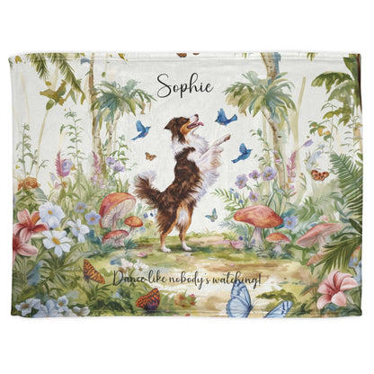 Australian Shepherd Dancing Mystical Forest Personalised Blanket