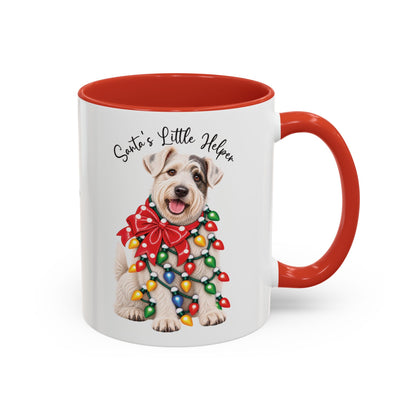 Sealyham Terrier, Santa's little helper, personalised accent colour 11oz mug