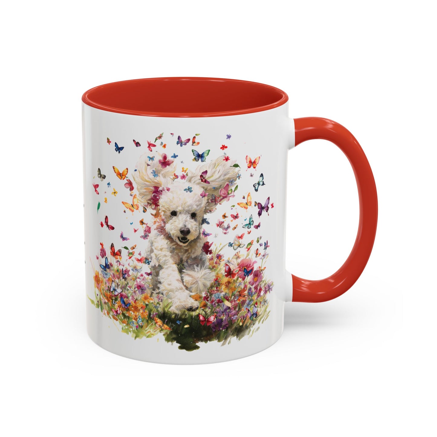 Poodle Butterfly Personalized Accent Mugs, 11oz