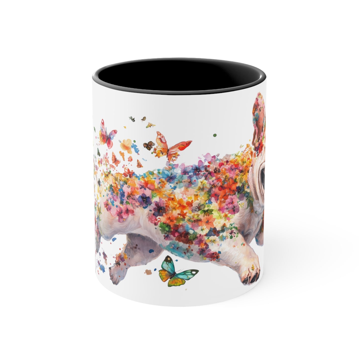 French Bulldog running personalized colourful Mugs, 11oz