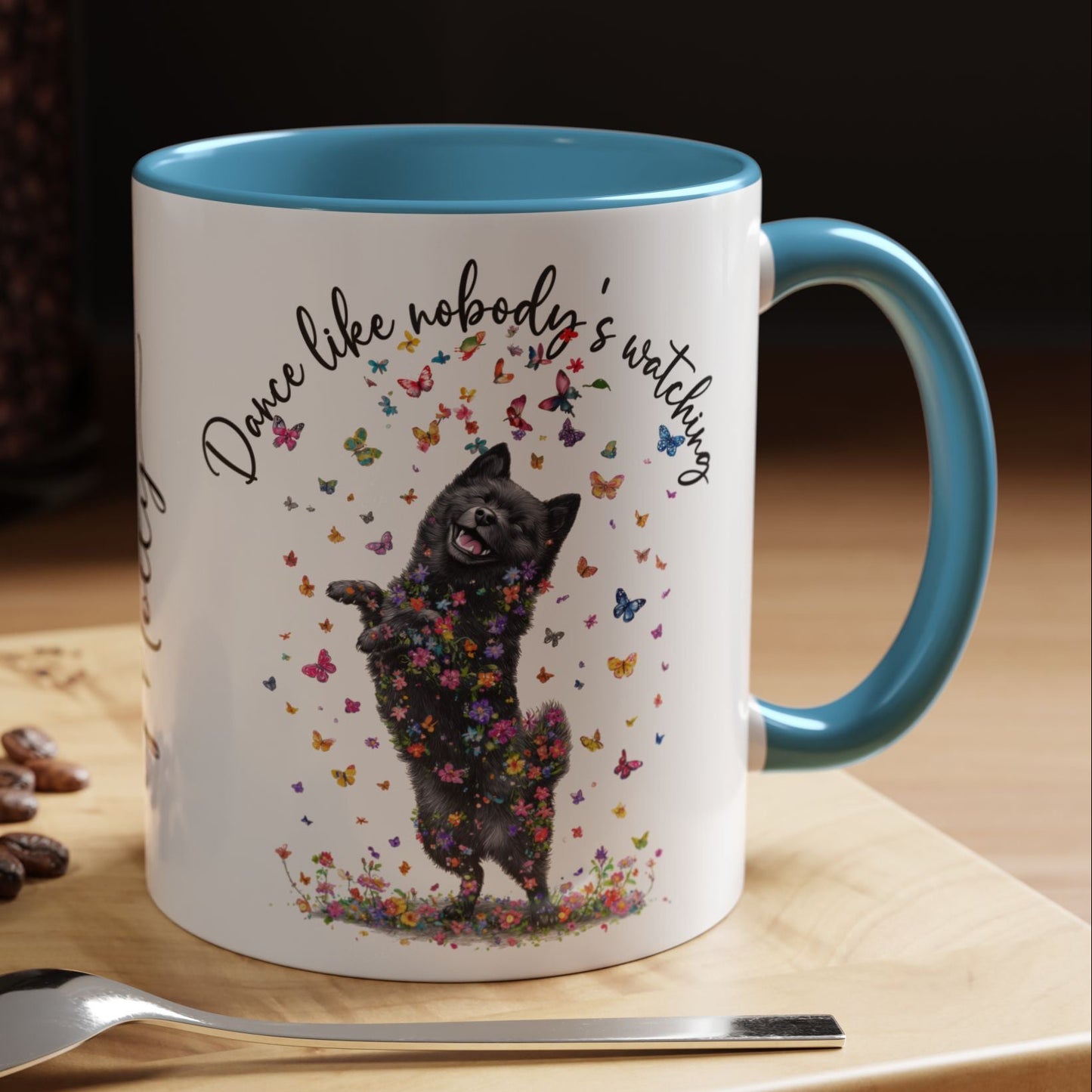 Schipperke "Dance like nobody's watching" personalized colourful Mugs, 11oz