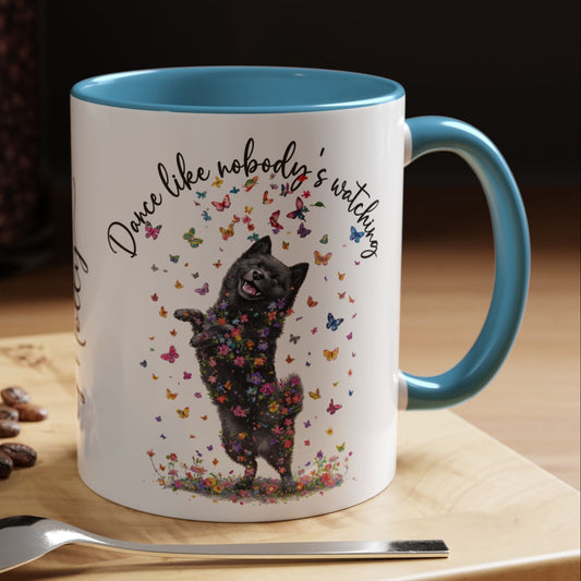 Schipperke "Dance like nobody's watching" personalized colourful Mugs, 11oz