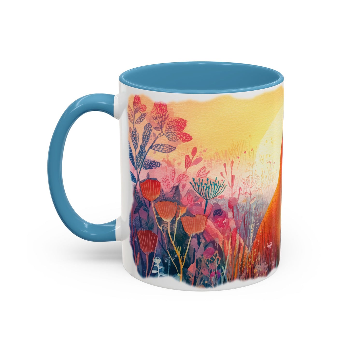 Fox Sunrise #2 Personalized Accent Mugs, 11oz