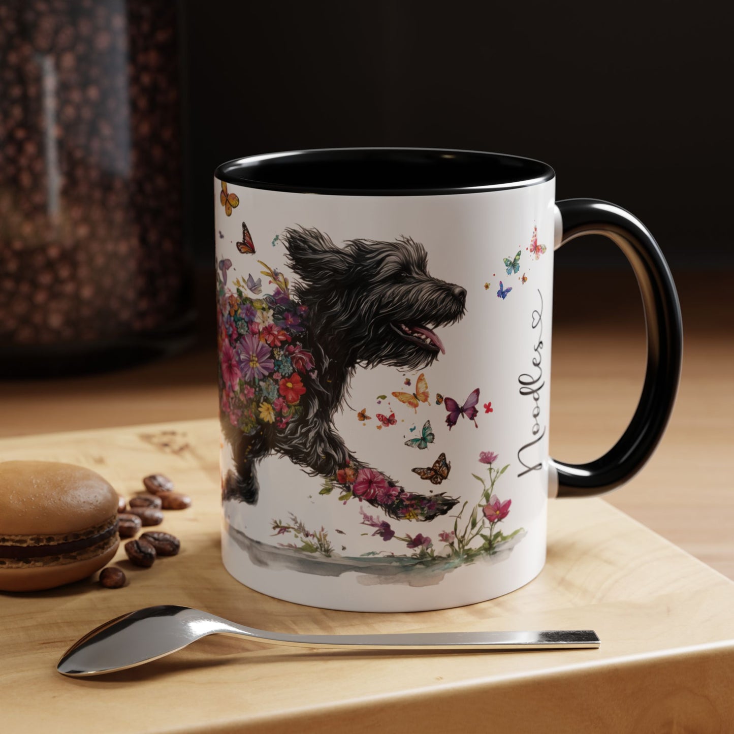 Labradoodle/Groodle #2 floral Personalized Accent Mugs, 11oz