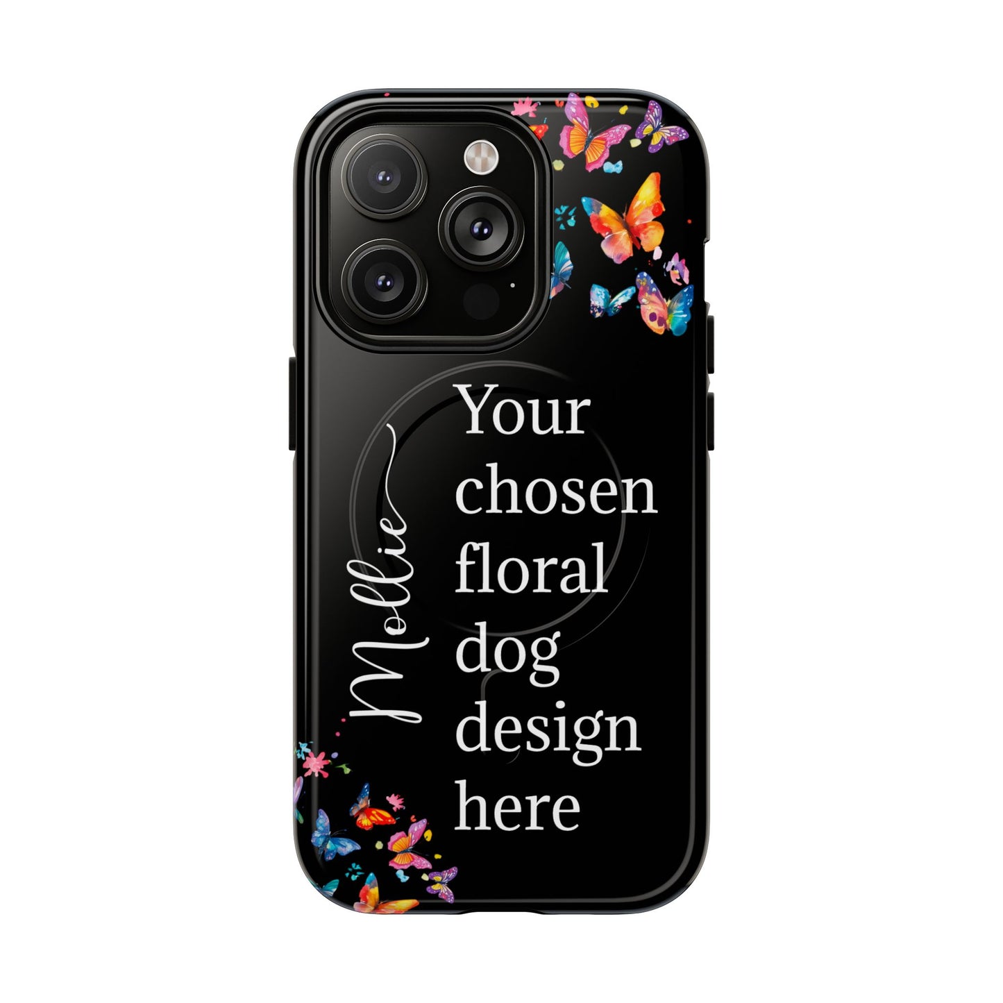 Magnetic Tough iPhone Case, Personalized from ANY OF OUR DESIGNS, Black case.