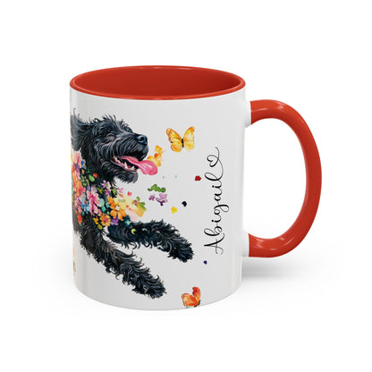 Portugese Water Dog Personalized Accent Mugs, 11oz