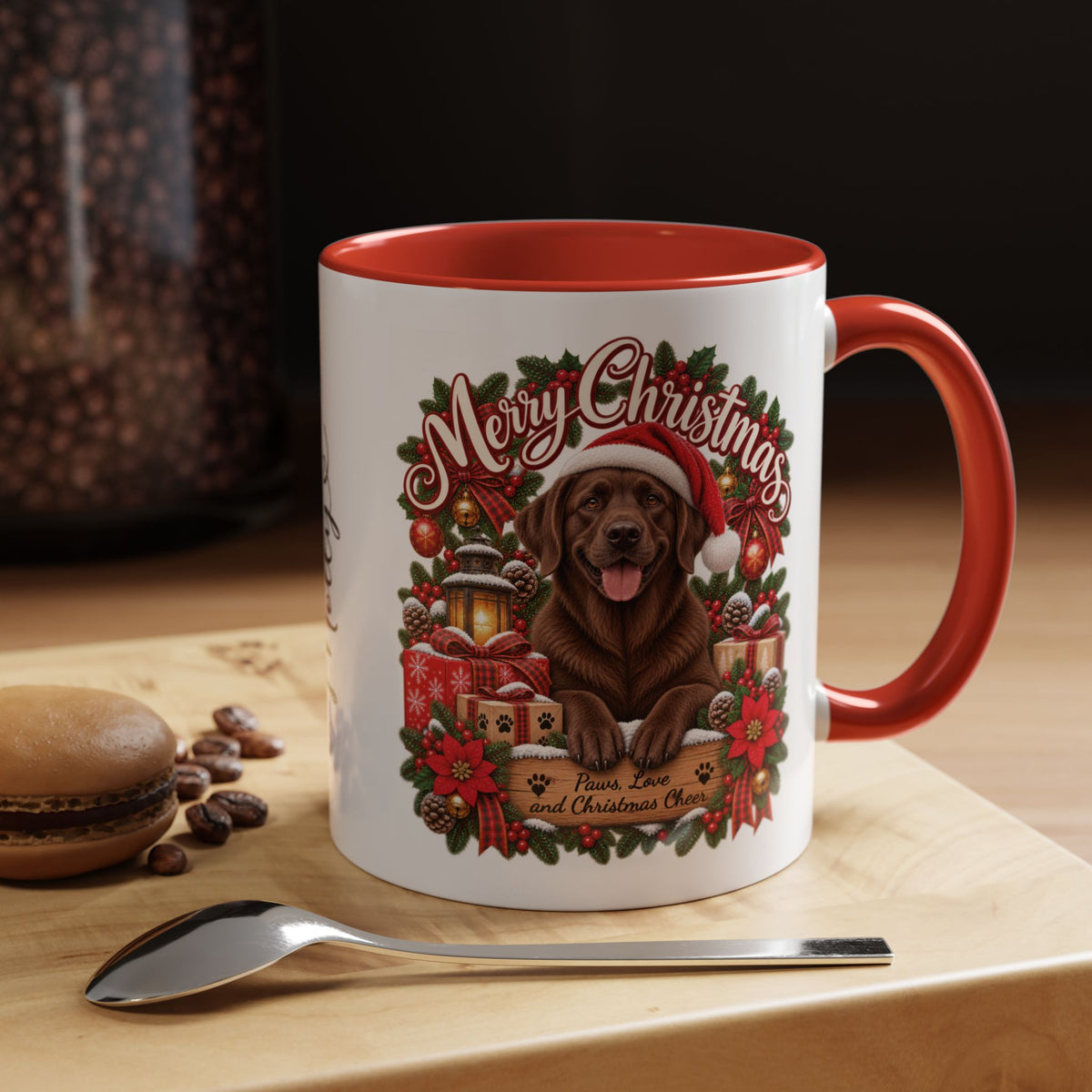 Labrador #3 Merry Christmas, personalised accent colour 11oz mug