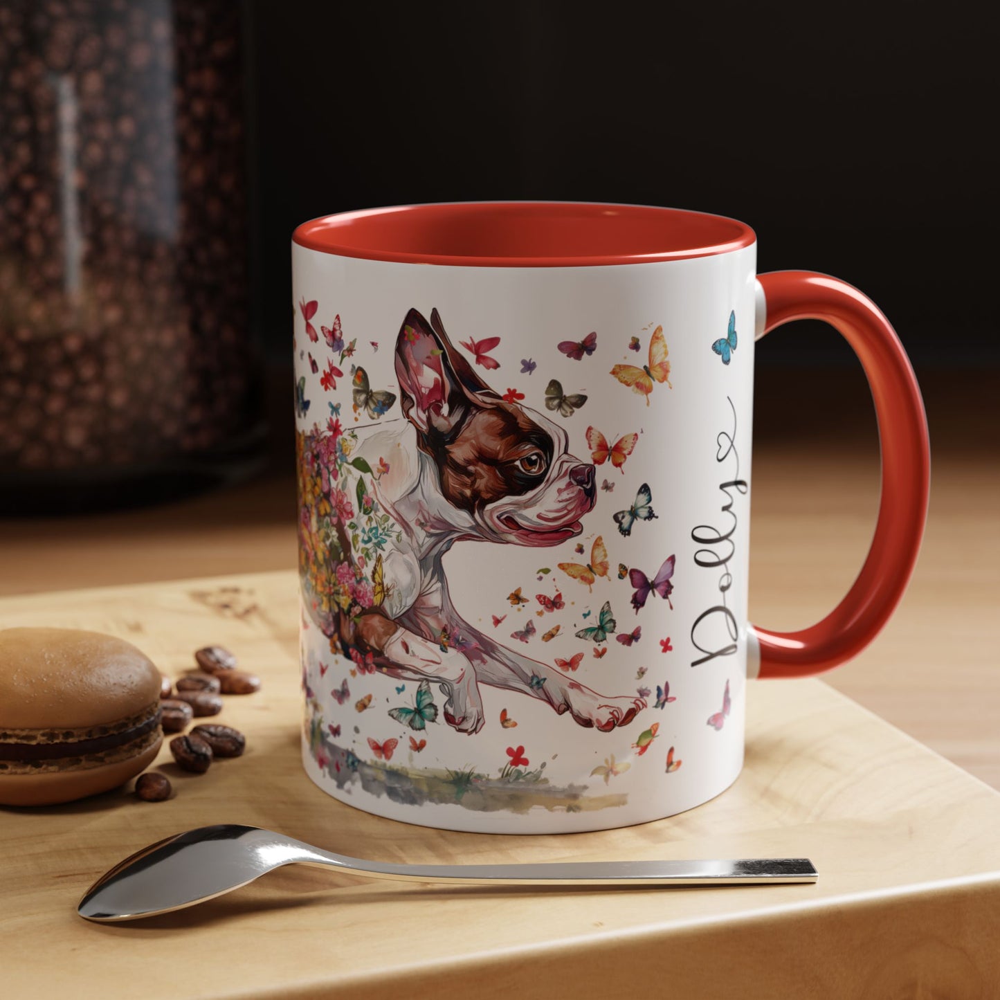 Boston Terrier #4, Personalized Accent Mugs, 11oz